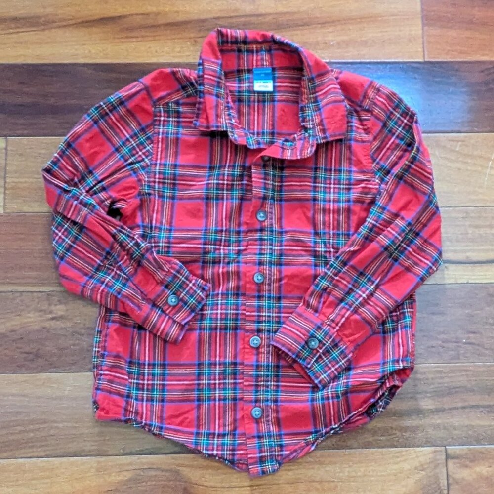 Long-Sleeve Plaid Button shirt (4T)